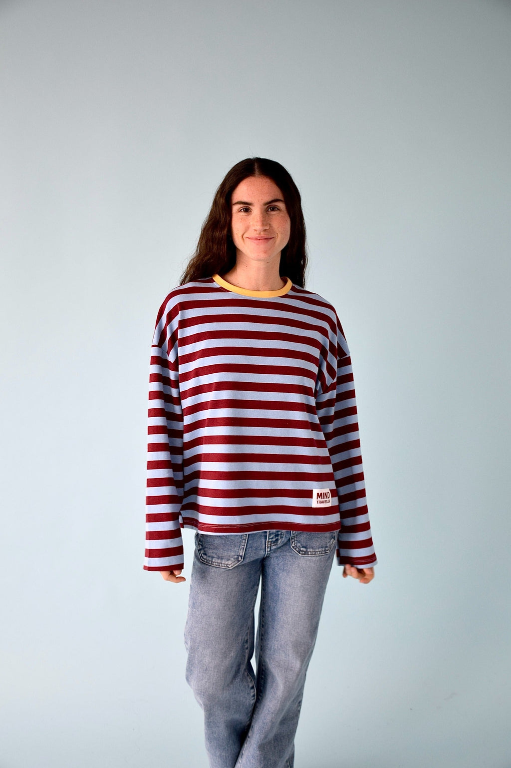 T-Shirt Núria Bleu Et Bordeaux