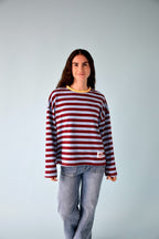 T-Shirt Núria Bleu Et Bordeaux