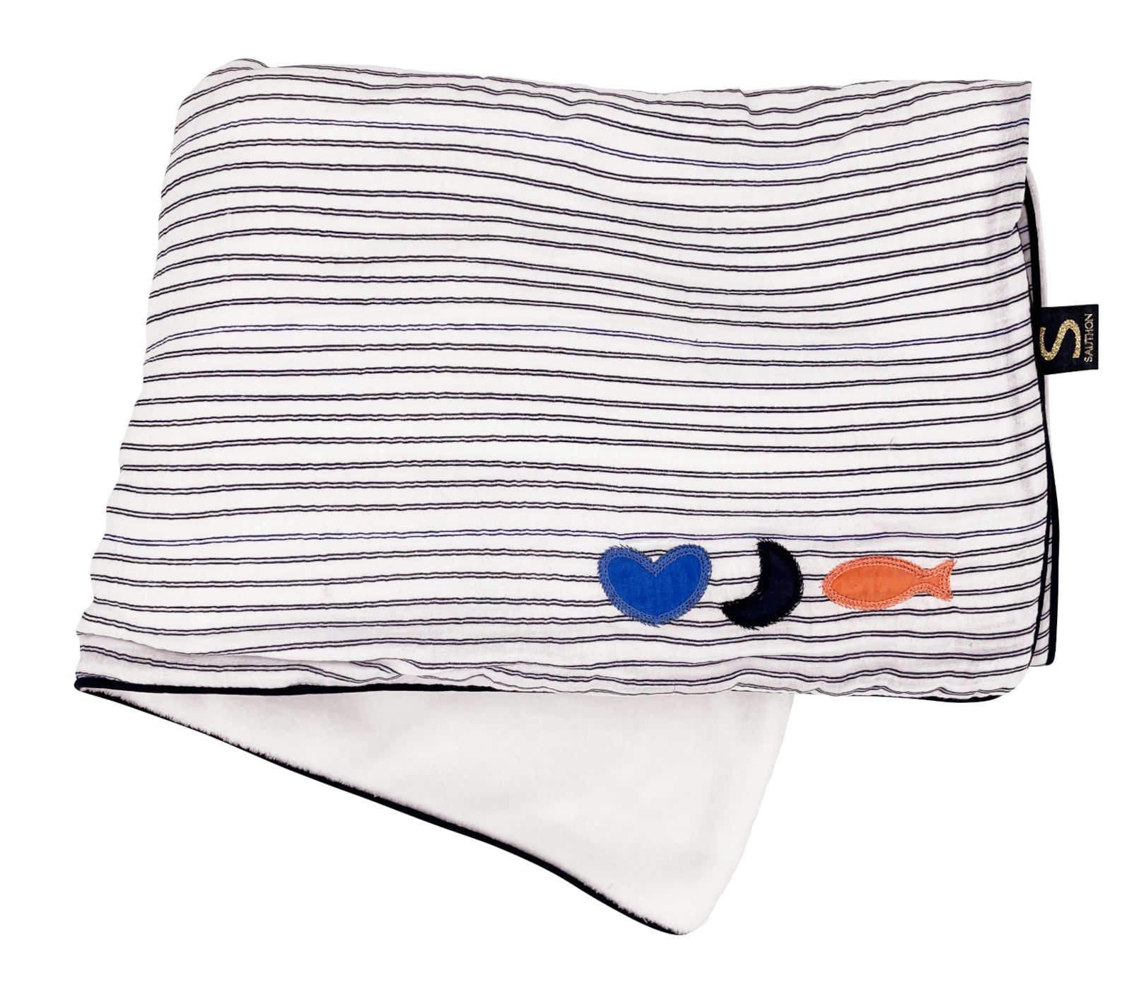 Couverture Bébé 75X100Cm En Gaze De Coton Et Polaire Marinière