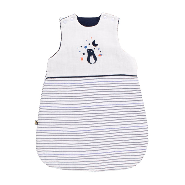 Gigoteuse Bébé Hiver Naissance En Double Gaze De Coton Marinière - Blanc