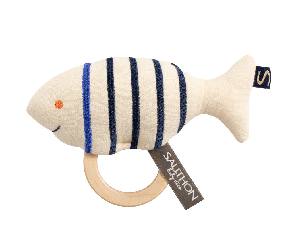 Hochet Poisson Avec Anneau En Bois