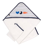 Cape De Bain Et Gant En Double Gaze De Coton Et Éponge