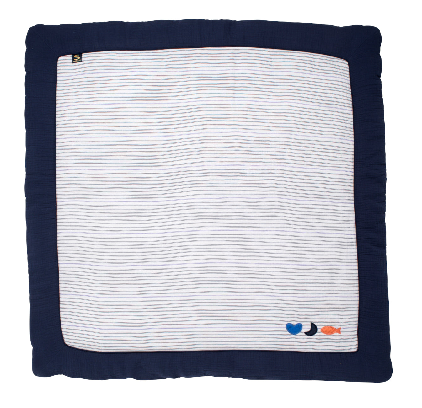 Grand Tapis De Jeu En Double Gaze De Coton Marinière