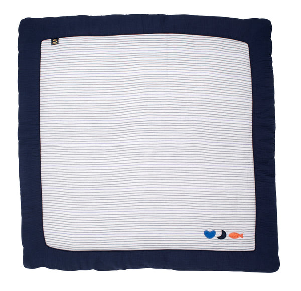 Grand Tapis De Jeu En Double Gaze De Coton Marinière
