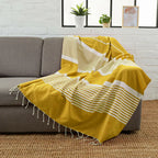 Fouta Xxl Rayée - Jaune Moutarde