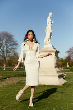Robe Midi En Jersey Stretch À Sequins - Perle
