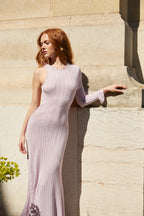 Robe Maxi En Maille Dos-Nu - Lilas