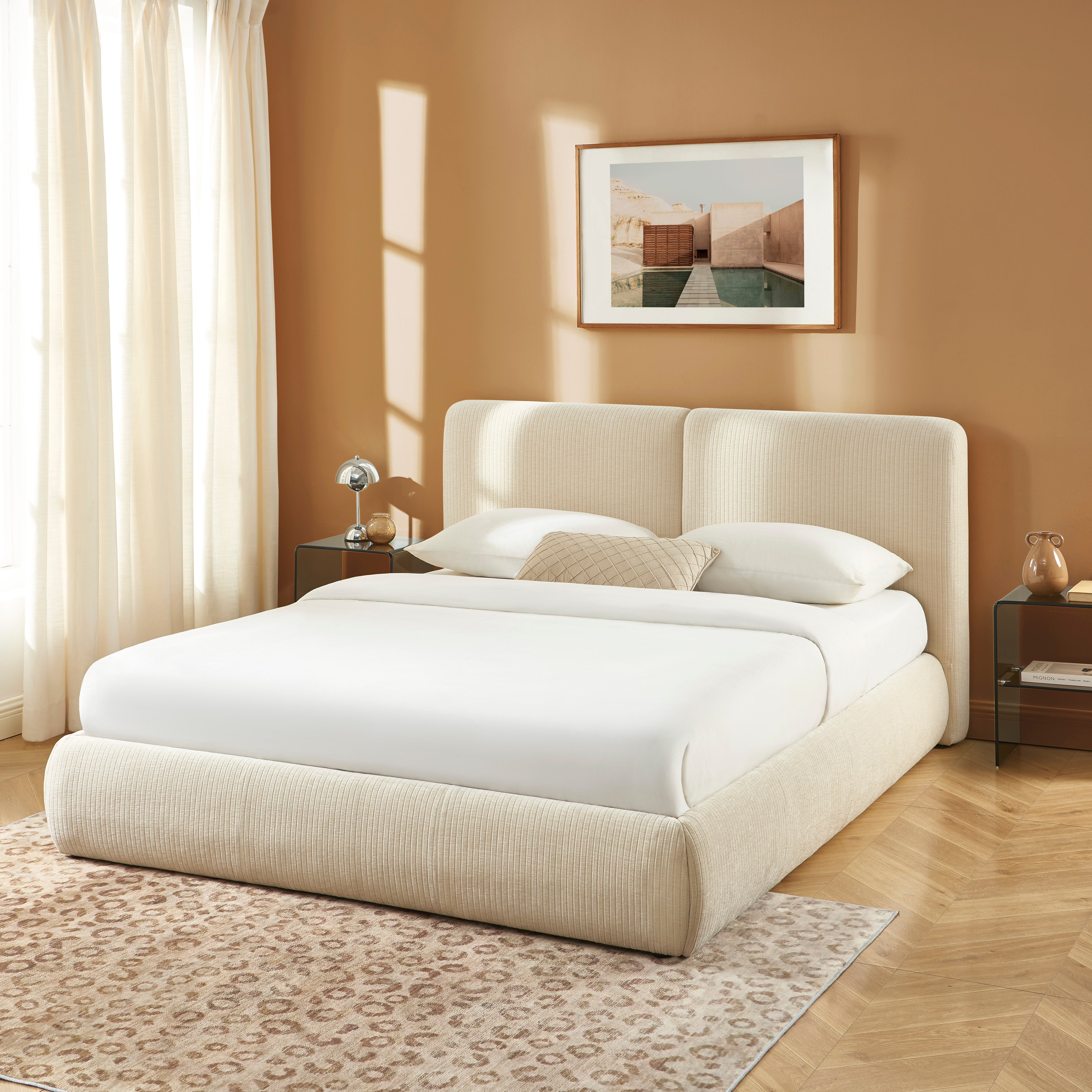 Yoka - Lit - Velours Côtelé - Beige