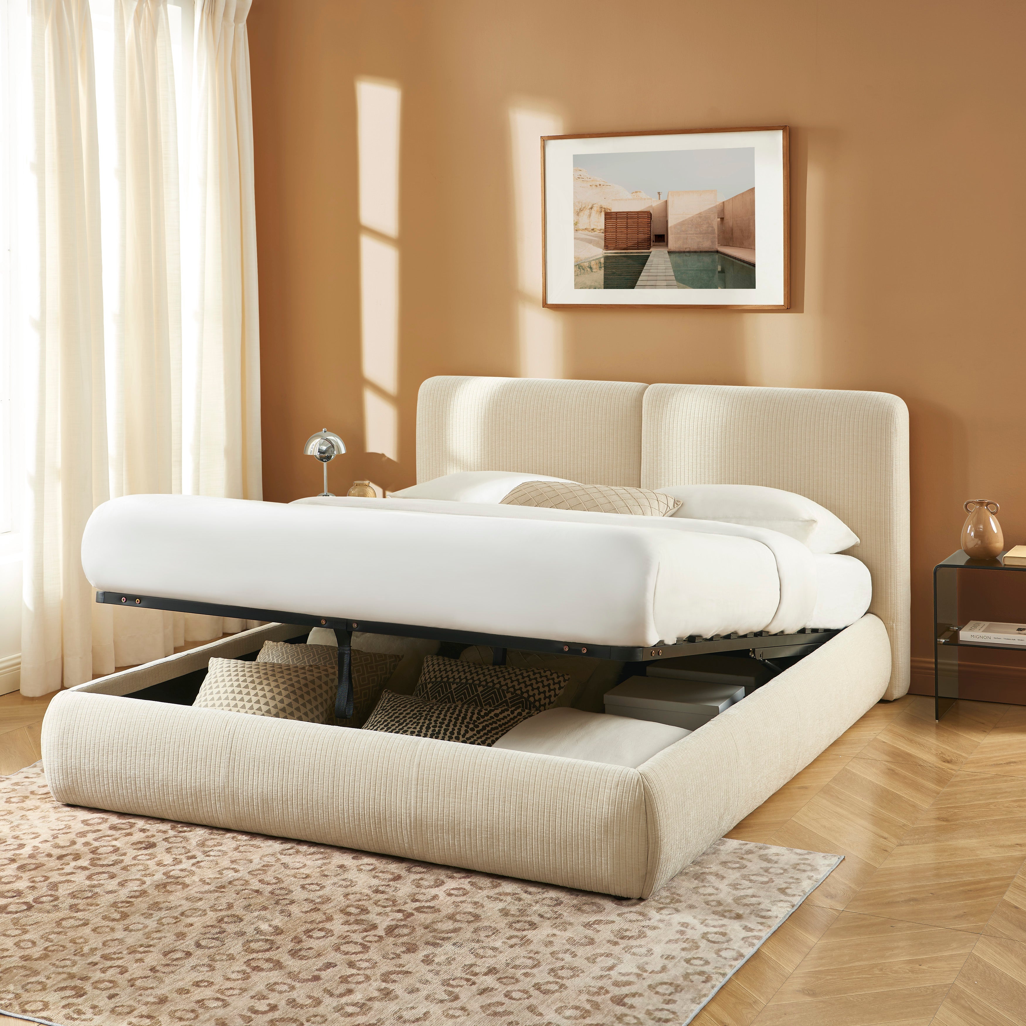 Yoka - Lit - Velours Côtelé - Beige