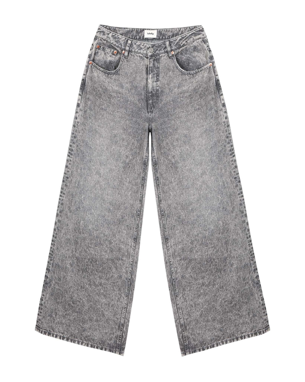 Jean femme en denim gris clair effet délavé, coupe large et droite, matière en coton rigide assurant confort et adaptation à toutes morphologies.