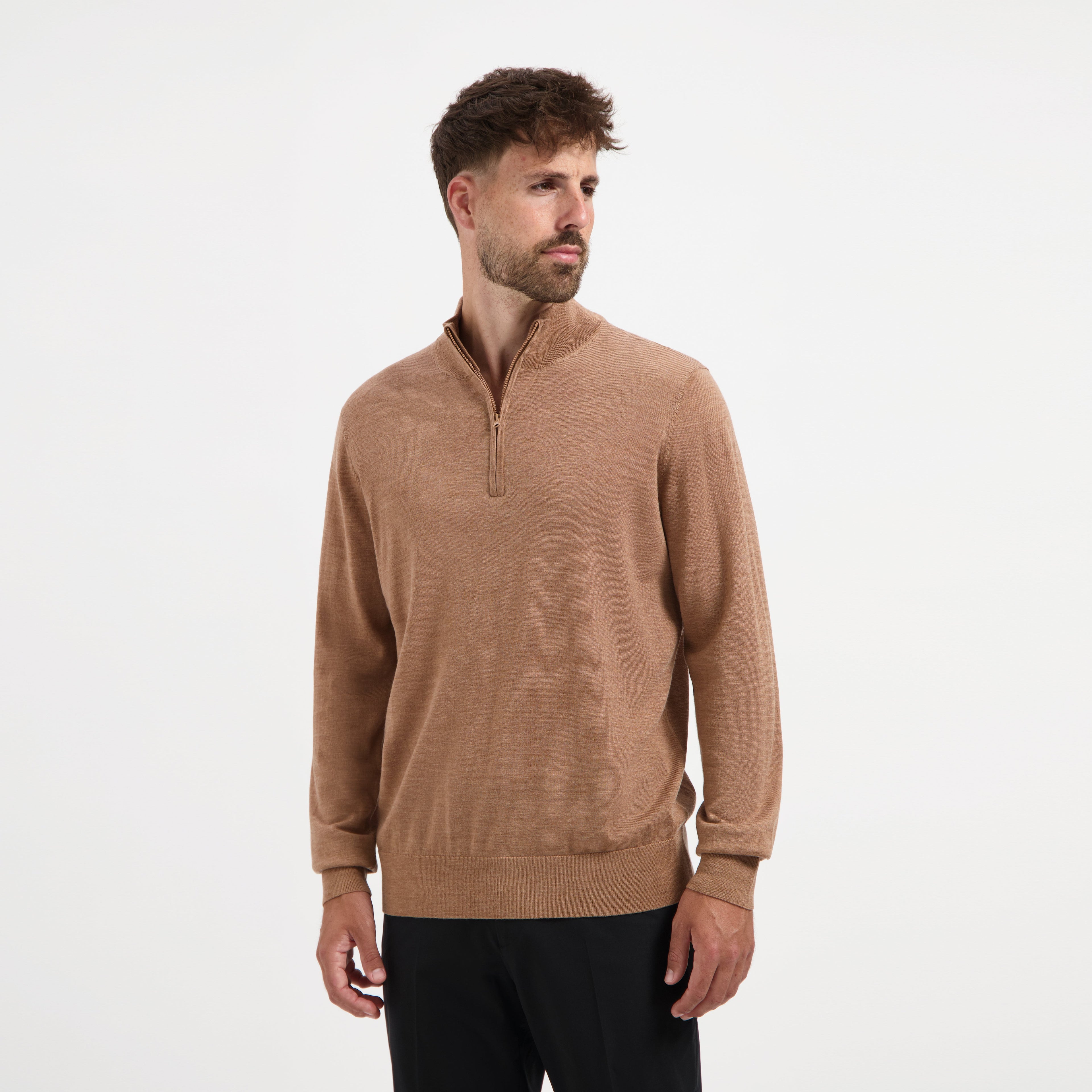 Zip Up 100% Merino  - Tuscan Camel (TEST DATA)