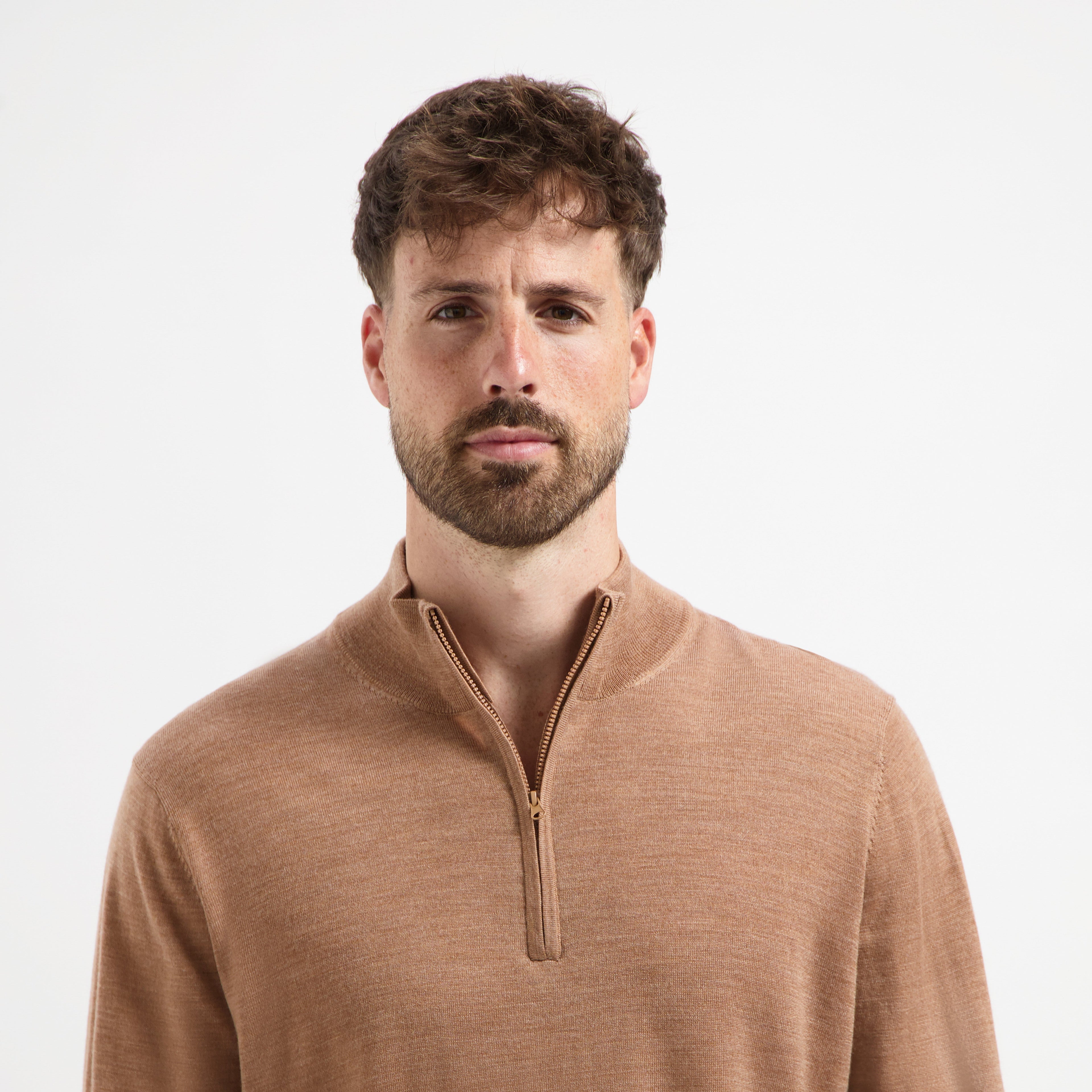 Zip Up 100% Merino  - Tuscan Camel (TEST DATA)