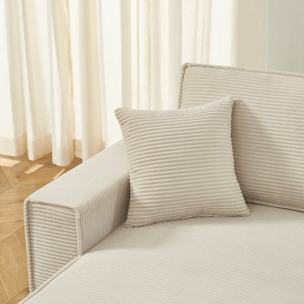 Zola - Canapé D'Angle Convertible Et Réversible 4 Places - Velours Côtelé Beige