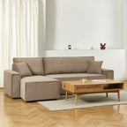 Zola - Canapé D'Angle Convertible Et Réversible 4 Places - Velours Côtelé Taupe