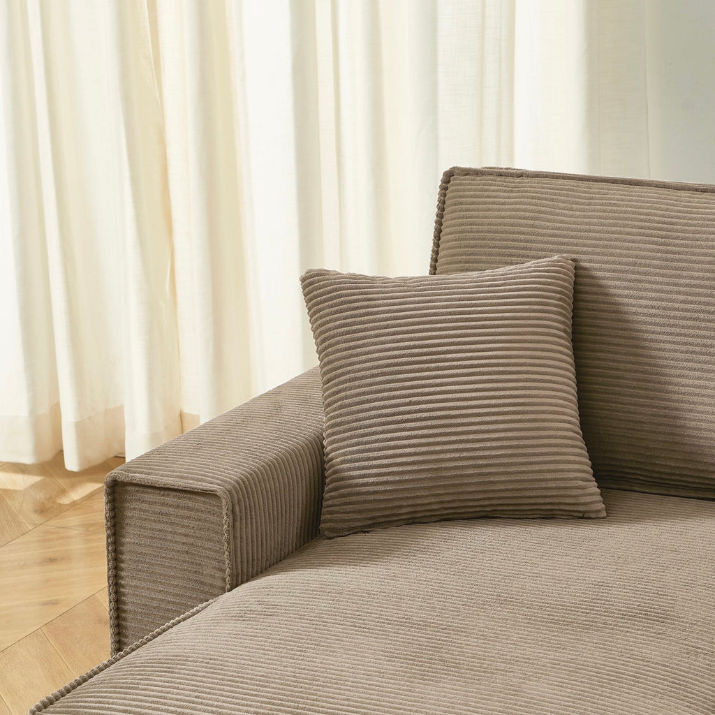 Zola - Canapé D'Angle Convertible Et Réversible 4 Places - Velours Côtelé Taupe