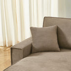 Zola - Canapé D'Angle Convertible Et Réversible 4 Places - Velours Côtelé Taupe