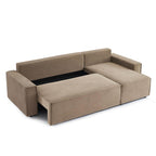Zola - Canapé D'Angle Convertible Et Réversible 4 Places - Velours Côtelé Taupe