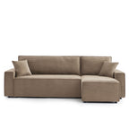 Zola - Canapé D'Angle Convertible Et Réversible 4 Places - Velours Côtelé Taupe