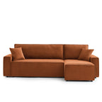 Zola - Canapé D'Angle Convertible Et Réversible 4 Places - Velours Côtelé Terracotta