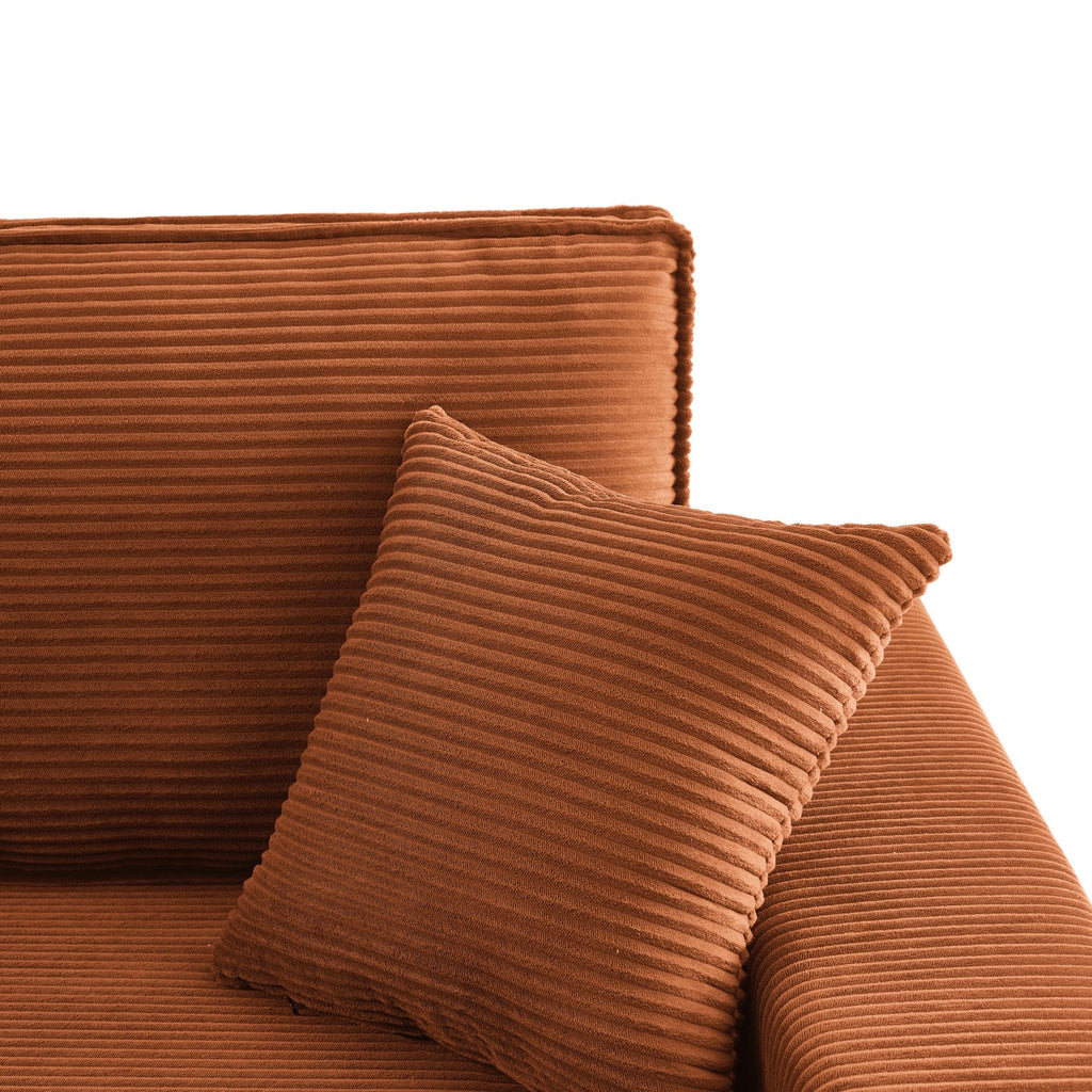 Zola - Canapé D'Angle Convertible Et Réversible 4 Places - Velours Côtelé Terracotta