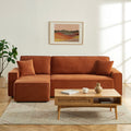Zola - Canapé D'Angle Convertible Et Réversible 4 Places - Velours Côtelé Terracotta