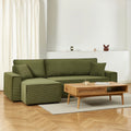 Zola - Canapé D'Angle Convertible Et Réversible 4 Places - Velours Côtelé Vert