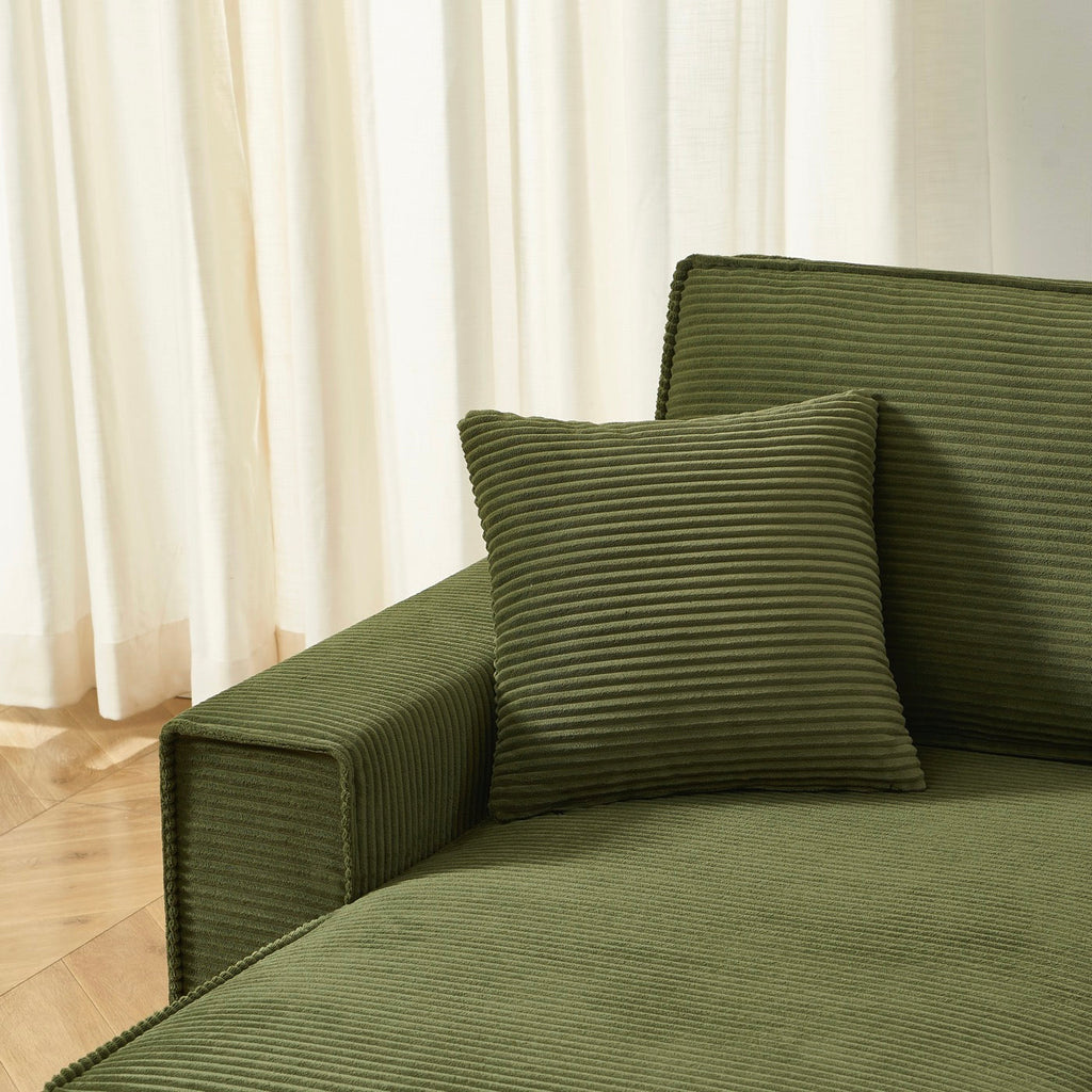 Zola - Canapé D'Angle Convertible Et Réversible 4 Places - Velours Côtelé Vert