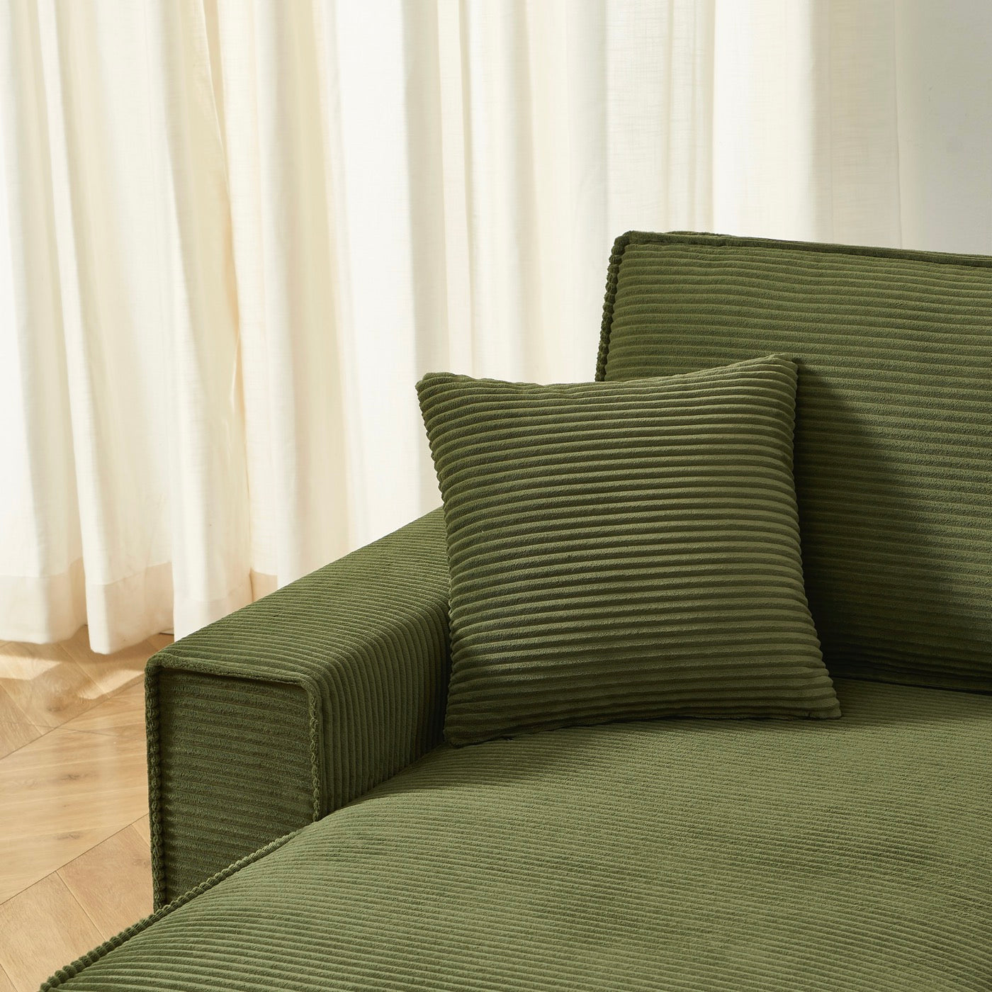 Zola - Canapé D'Angle Convertible Et Réversible 4 Places - Velours Côtelé Vert