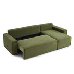 Zola - Canapé D'Angle Convertible Et Réversible 4 Places - Velours Côtelé Vert