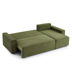 Zola - Canapé D'Angle Convertible Et Réversible 4 Places - Velours Côtelé Vert