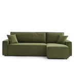 Zola - Canapé D'Angle Convertible Et Réversible 4 Places - Velours Côtelé Vert