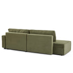 Zola - Canapé D'Angle Droit Ouvert Convertible 4 Places - Velours Cotelé Vert
