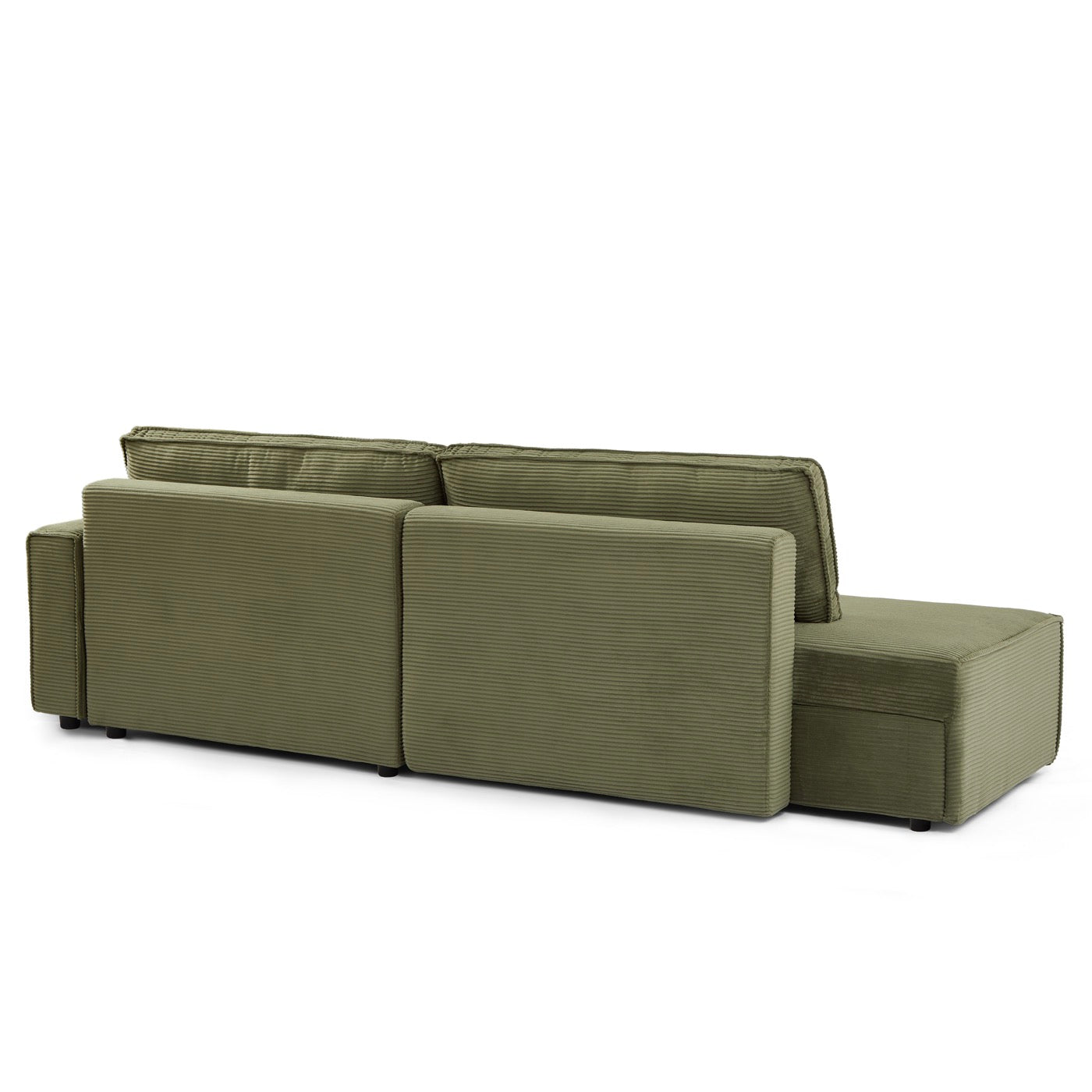 Zola - Canapé D'Angle Droit Ouvert Convertible 4 Places - Velours Cotelé Vert