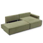Zola - Canapé D'Angle Droit Ouvert Convertible 4 Places - Velours Cotelé Vert