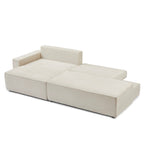 Zola - Canapé D'Angle Gauche Ouvert Convertible 4 Places - Velours Cotelé Beige