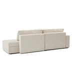 Zola - Canapé D'Angle Gauche Ouvert Convertible 4 Places - Velours Cotelé Beige