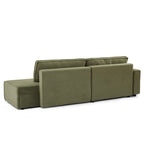 Zola - Canapé D'Angle Gauche Ouvert Convertible 4 Places - Velours Cotelé Vert