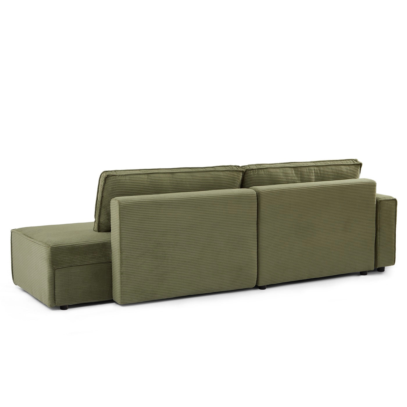 Zola - Canapé D'Angle Gauche Ouvert Convertible 4 Places - Velours Cotelé Vert
