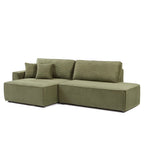 Zola - Canapé D'Angle Gauche Ouvert Convertible 4 Places - Velours Cotelé Vert