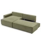 Zola - Canapé D'Angle Gauche Ouvert Convertible 4 Places - Velours Cotelé Vert