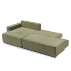 Zola - Canapé D'Angle Gauche Ouvert Convertible 4 Places - Velours Cotelé Vert