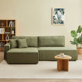 Zola - Canapé D'Angle Gauche Ouvert Convertible 4 Places - Velours Cotelé Vert