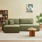 Zola - Canapé D'Angle Gauche Ouvert Convertible 4 Places - Velours Cotelé Vert