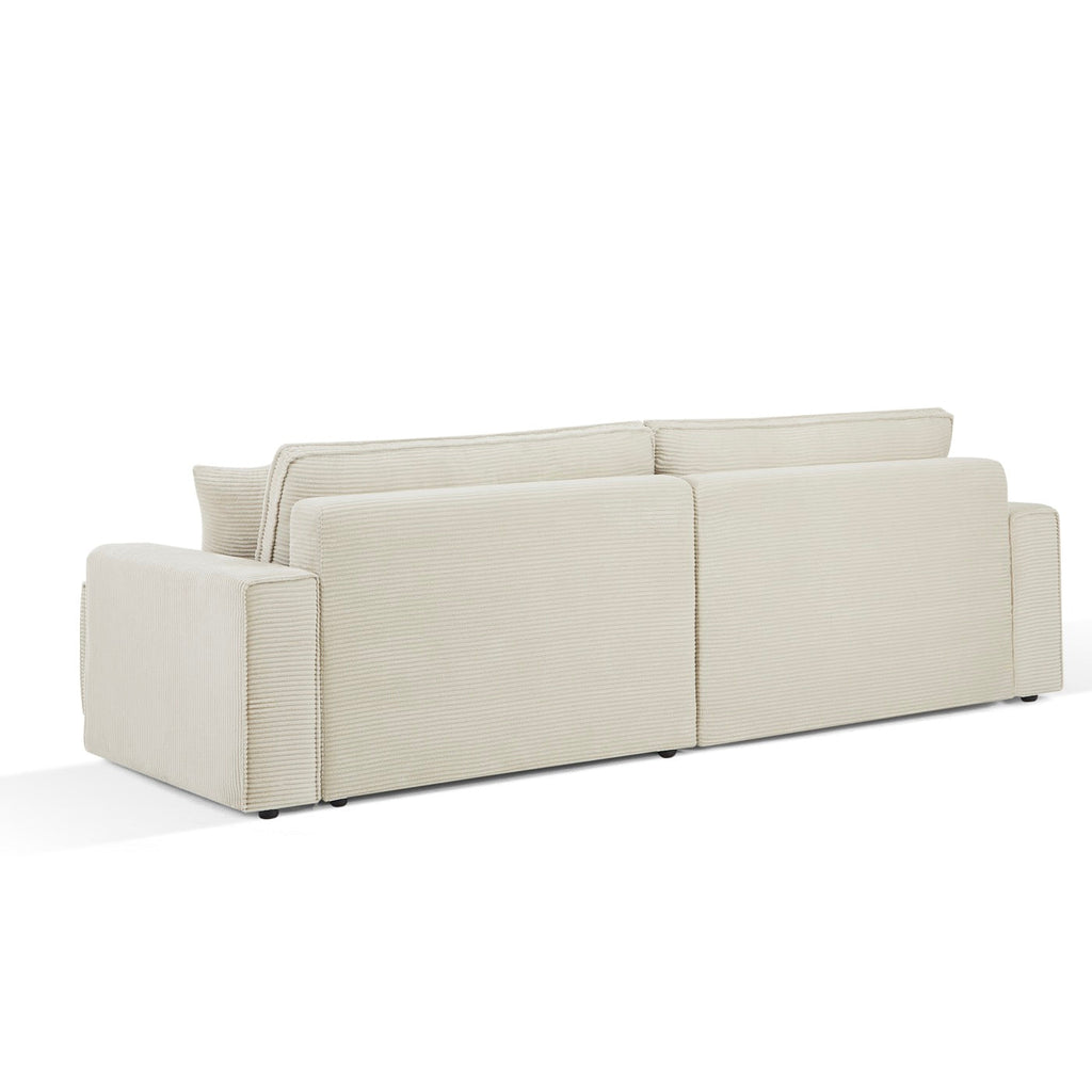 Zola - Canapé D'Angle Convertible Et Réversible 4 Places - Velours Côtelé Beige