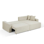 Zola - Canapé D'Angle Convertible Et Réversible 4 Places - Velours Côtelé Beige
