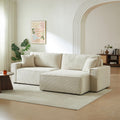 Zola - Canapé D'Angle Convertible Et Réversible 4 Places - Velours Côtelé Beige
