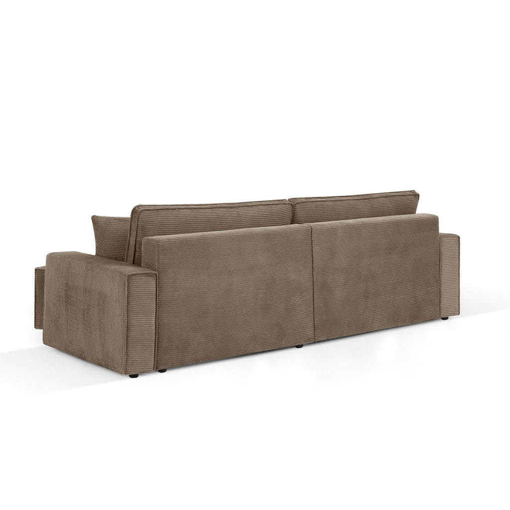 Zola - Canapé D'Angle Convertible Et Réversible 4 Places - Velours Côtelé Taupe