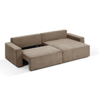 Zola - Canapé D'Angle Convertible Et Réversible 4 Places - Velours Côtelé Taupe