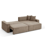 Zola - Canapé D'Angle Convertible Et Réversible 4 Places - Velours Côtelé Taupe