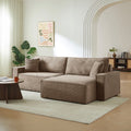 Zola - Canapé D'Angle Convertible Et Réversible 4 Places - Velours Côtelé Taupe
